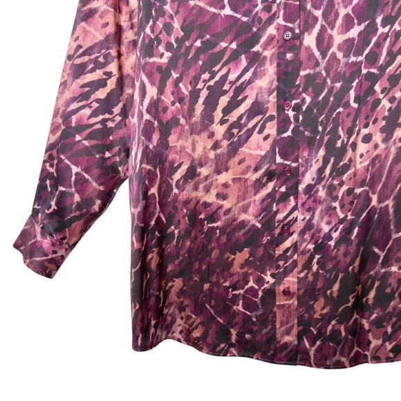 Soft Surroundings Vivi Silk Animal Print Button Up Women’s Flowy Blouse Sz XL - Picture 5 of 11